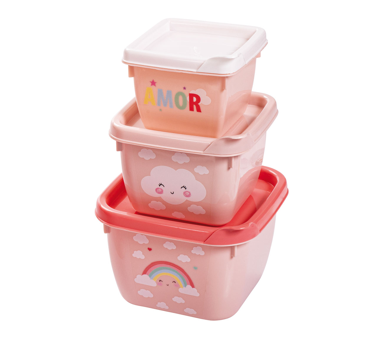 SET X 3 POTES DISEÑO ARCO IRIS