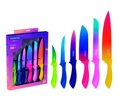 JUEGO DE 6 CUCHILLAS MULTICOLOR