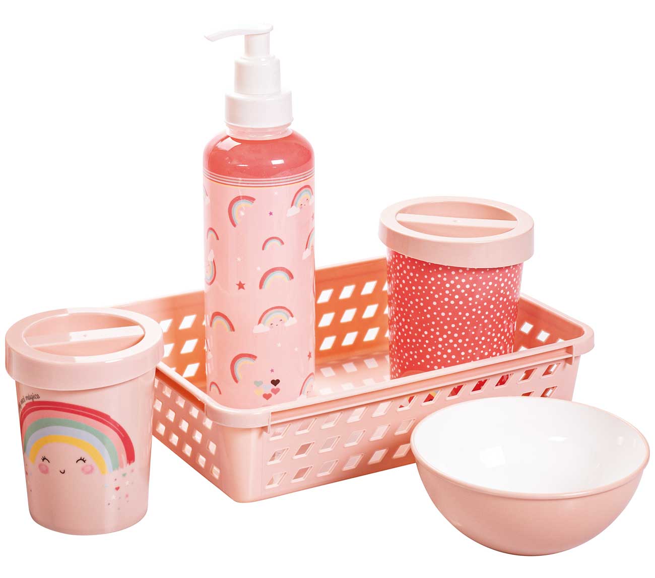 ACCESORIOS PARA EL BAÑO DEL BEBE ROSA